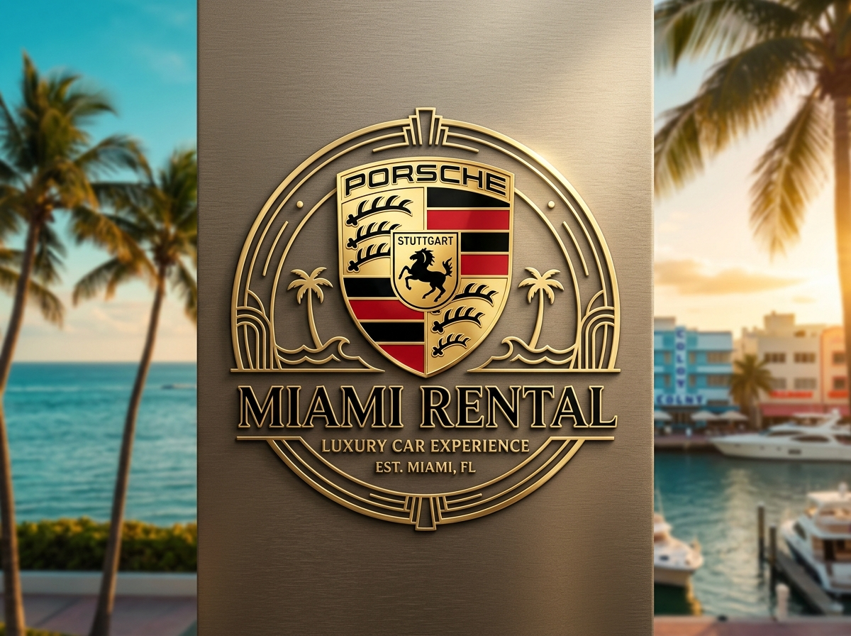 Porsche crest logo for Miami rental