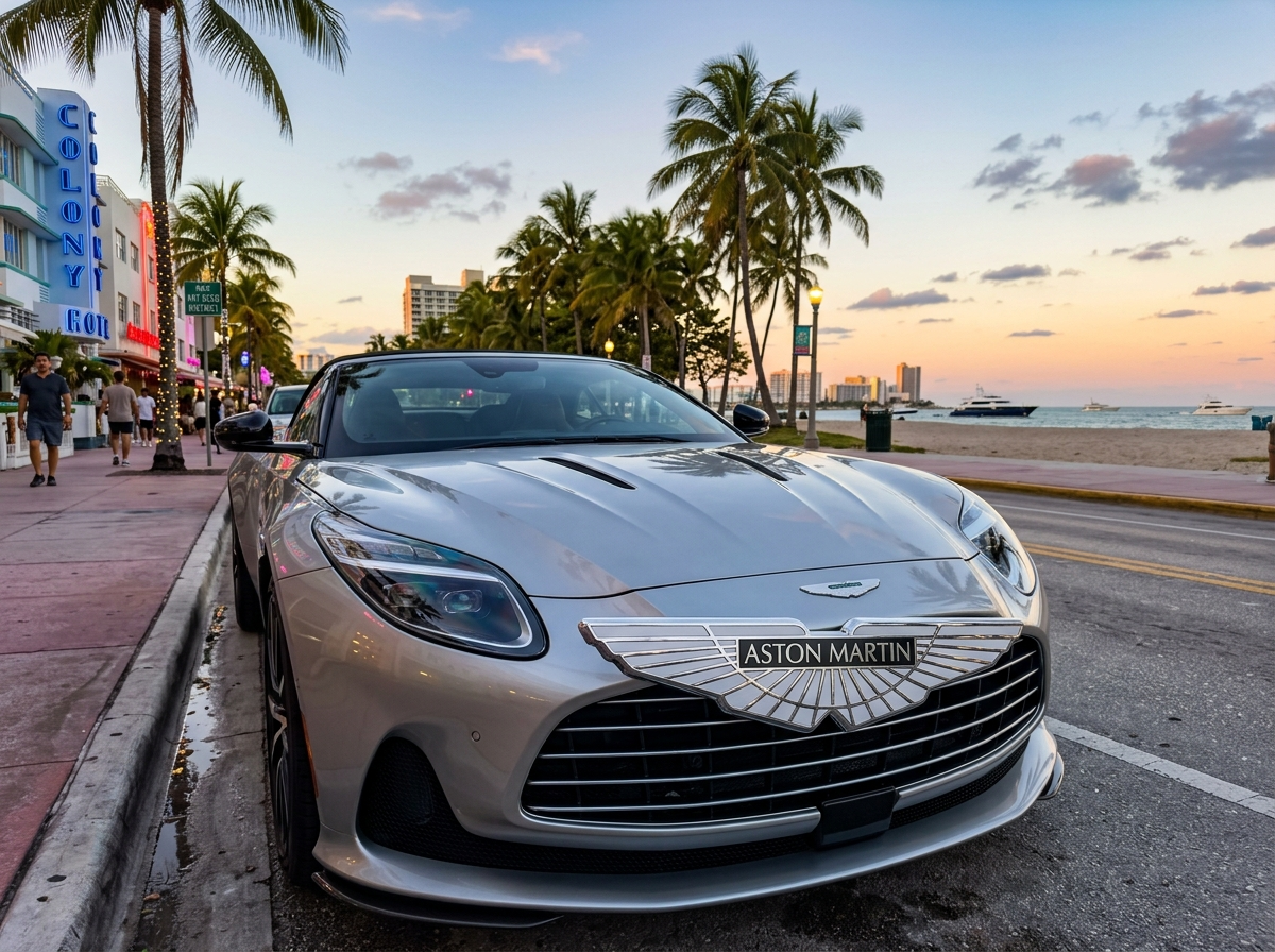 Aston Martin wings logo for Miami rental